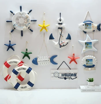 Mediterranean Style Decorative Helmsman Ship Wheel Ring Creative Kindergarten Background Wall Ocean Theme Wall Hanging Ornament