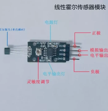 Linear Hall Sensor Module High Sensitivity 1.4mV/G Analog Output for Magnetic Field Strength Detection and Inductive Switching