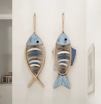 Mediterranean Style Fish Wall Hanging, 3D Fish-Shaped Wall Decor for Model Rooms, Hotels, Corridors, and Entryways