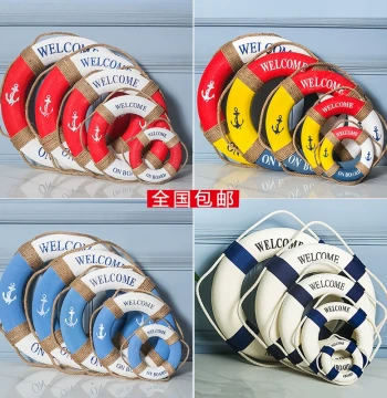 Mediterranean Decorative Hanging Item Swimming Ring Style Bar Restaurant Wall Ocean Lifebuoy Background Wall for Kids Room