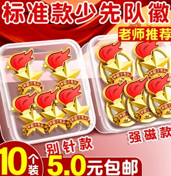 Standard Young Pioneer Badge with Safety Pin or Magnetic Clasp, New Style for Elementary Students, Strong Magnet Chinese Young Pioneers Emblem Authentic Membership