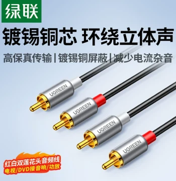 UGREEN Dual RCA Audio Cable 2-to-2 Red/White Coaxial Connection Dedicated for TV Amplifier Sound System Speakers