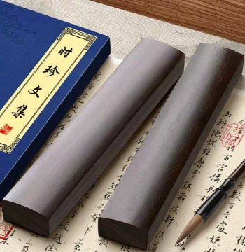 Solid Wood Calligraphy Paperweight, Black Catalpa Wood Ruler for Students and Beginners, Traditional Four Treasures of the Study