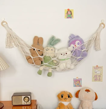 Plush Toy Storage Solution: Wall-Mounted Net Bag for Kids' Room Decor, Doll and Stuffed Animal Hanging Organizer