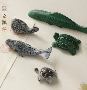 [Buy 2 Get 10% Off] Cast Iron Pufferfish Paperweight for Students - Cute Animal Metal Calligraphy Desk Ornament