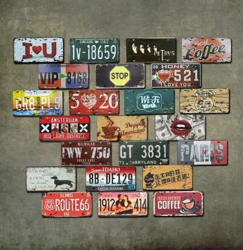 American Retro Creative License Plate Tin Painting BBQ Shop Bar Wall Hanging Industrial Style Wall Decor Ornament