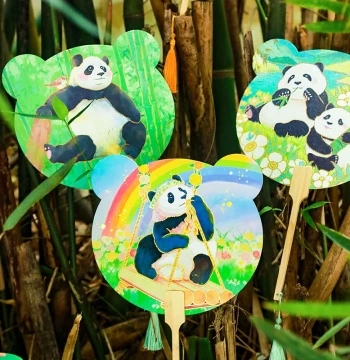 National Treasure Panda Round Fan DIY Fridge Magnet - Cultural Creative Gift, Sichuan Chengdu Viral Tourist Souvenir, Travel Keepsake Featuring Mei Lan, Fu Bao, Fei Yun, Hua Hua, Qi Zai - Perfect Children's Day Gift