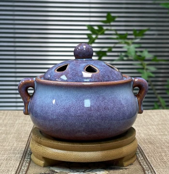 Timer Temperature-Controlled Incense Burner, Double-Ear Kiln-Changed Ceramic Sandalwood and Agarwood Burner, Plug-In Aromatherapy Lamp for Wood Chips and Powder