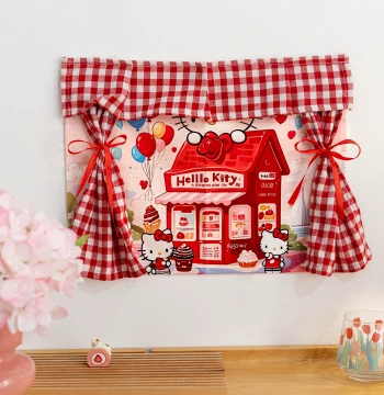 Hello Kitty Background Cloth with Velcro; Double-Layer Curtain, 3D Stereoscopic Wall Fabric for Check-In Photo Sessions and Hanging Decor