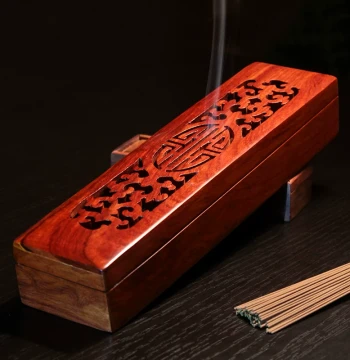RAJ Incense Aromatherapy Rosewood Stick Incense Box Home Hollowed-Out Shell-Inlaid Stick Incense Burner Horizontal Incense Burner Incense Box Censer