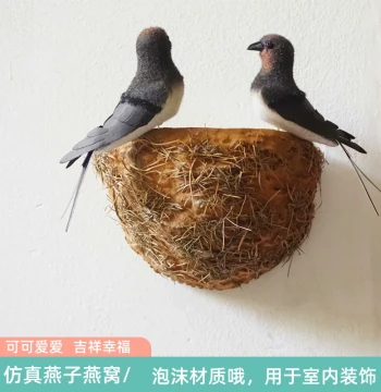 Artificial Swallow Nest Wall Decoration for Beautification and Concealment, Man-made Swallow Nest Wall Hanging Ornament, Home Decor Little Swallow Figurine