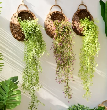Creative Wall Hanging Decor - Living Room Artificial Trailing Plants, Wall-Mounted Flower Baskets, Rustic Style Wall Ornament with Chinese Flair