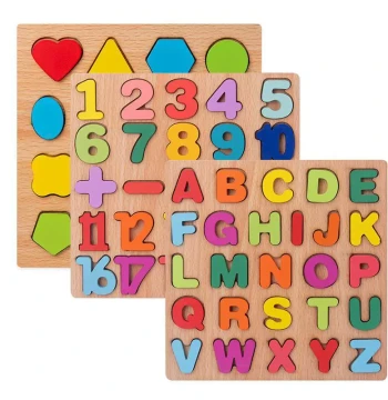 Children's Number Puzzle Blocks Toddler Early Education Letter Shape Puzzle Board for Boys and Girls Intelligence Development Learning Matching