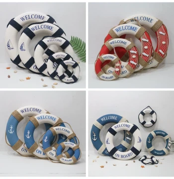 Mediterranean Home Decor Creative Home Bar Decoration Lifebuoy Swimming Ring Ocean Style Wall Ornament Display Props