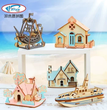 Children's Wooden Puzzle 3D Model Toy for Boys and Girls Educational Building Blocks DIY Craft Gift for Ages 6+
