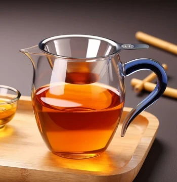 Transparent Fairness Cup Kung Fu Tea Set Accessory - Tea Divider with Strainer, Thickened Glass Filter and Gongbei