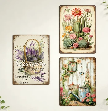 American Retro Tin Painting Garden Pastoral Balcony Countryside Outdoor Landscaping Wall Distressed Wall Decor Ornament