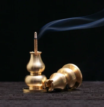 RAJ Indian Incense Copper Gourd Incense Holder, Incense Burner Stand Suitable for Agarwood, Sandalwood, Stick, and Coil Incense