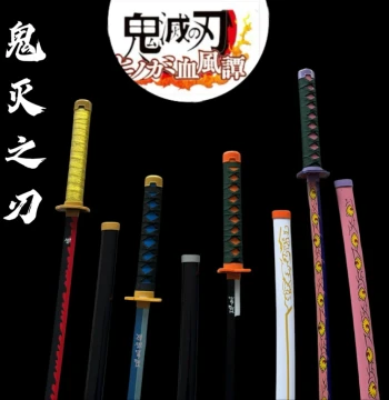 Demon Slayer Wooden Sword Nichirin Blade Prop Cosplay Anime Tanjiro Shinobu Tanjiro Weapon Zenitsu Anime Exhibition 1 Meter