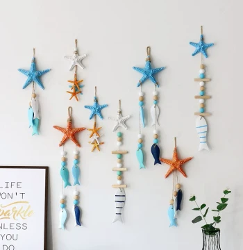 Mediterranean Ocean Theme Wall Hanging - Kindergarten Rope Starfish Ornament, Corridor Decoration, Fish String Wall Decor