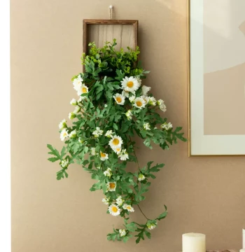 Instagram-Style Artificial Plant Wall Decor, Small Daisy Fake Flowers, Indoor Wall Vines for TV Background Concealment