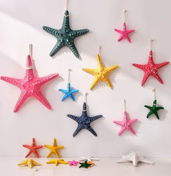 Simulation Resin Five-Finger Starfish Wall Hanging - Mediterranean Six-Point Star Decor for Home Walls, Ocean & Beach Themes