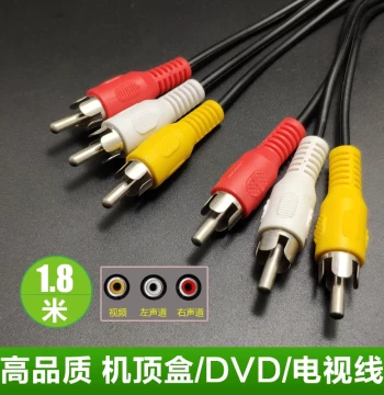 AV Cable Red White Yellow Three-Color HD Audio Video Cable for DVD/Set-Top Box to TV Data Line 3-to-3 Digital Audio Output Set-Top Box RCA Connector Red Yellow White Signal Adapter 3-in-3