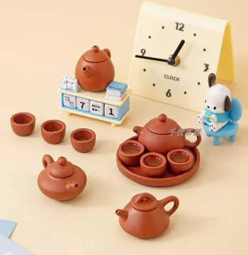 Mini Ceramic Tea Set, Children's Toy Milk Tea Pretend Play Set, Small Teapot, Tea Tray, Cup Set, Decorative Craft Ornament