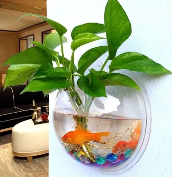 Acrylic Wall-Mounted Hydroponic Pothos Planter Bottle - Hanging Fish Tank and Wall Decor for Dining Room and Living Room Background