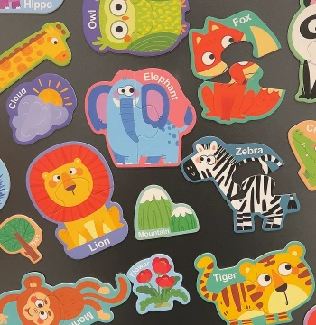 Early Learning 2-Piece Matching Magnetic Puzzle Toys - Animal and Letter Recognition Fridge Magnets for Babies Ages 1-3