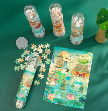 Mini City Architecture Test Tube Puzzle 108 Pieces, Travel Souvenir for Gansu, Changsha, Xi'an, Guangzhou, Beijing, Hangzhou, Qingdao Scenic Areas, Cultural Creative Gift, Educational Stress-Relief Toy, Children's Day Gift