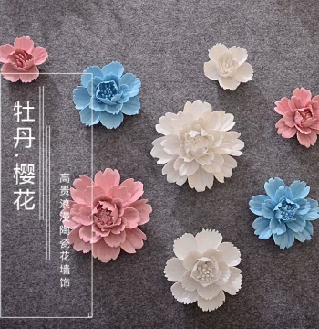 Ceramic Flower Wall Decor Hanging Ornament Creative Living Room Bedroom Wall TV Background 3D Wall Decoration