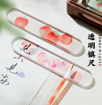 Lanzhai Crystal Glass Paperweight for Calligraphy - Solid Creative Scholar's Studio Ornament for Brush Writing - Customizable Book Press