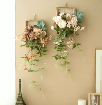 Churuo Anran Wooden Wall Hanging with INS-Style Simulated Scorched-Edge Roses for Living Room, Bedroom, and Dining Room Background Decor