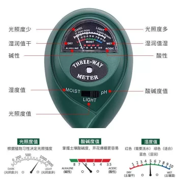 Soil Meter Humidity Detector Acidity pH Plant Nutrient Value Test Pot Moisture Light Sensor Temperature