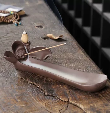 Cross-Border Purple Clay Backflow Incense Burner Creative Home Ornament Original Lotus Leaf Backflow Incense Burner Stick Incense Holder Incense Stand