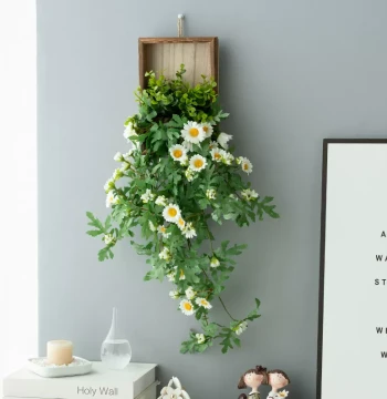 Instagram-Style Artificial Plant Wall Decor: Small Daisy Hanging Ornaments, Fake Flowers and Vines for Indoor Walls, TV Background Cover-Up