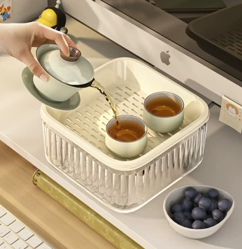 Single-Person Workstation Tea Tray Office Brewing Filter Bucket Dry Tea Table Gadget Small Mini Drainage Plate Tea Serving Tray