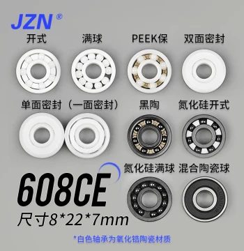 S 608 8227 Skateboard Roller Skate Ceramic Plastic Stainless Steel Hybrid Black Ceramic Silent High-Speed Wheel Bearing