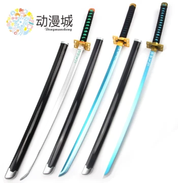 Demon Slayer COS Nichirin Sword Props - Tokito Muichiro Mist Hashira, Tanjiro, Agatsuma Zenitsu Wooden Toy Swords