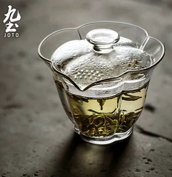 Jiutu Glass Gaiwan High-Temperature Resistant Tea Tasting Cup Home Tea Set Single Brewing Bowl Handled Pot Kung Fu Tea Set