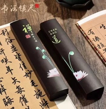 Calligraphy Paperweight in Black Catalpa Wood - Creative Book Press for Brush Writing, Desk Ornament