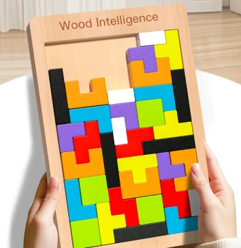 Tetris Building Block Puzzle for Ages 3-6+, Boys and Girls, Wooden Tangram, Children's Educational Intelligence Toy