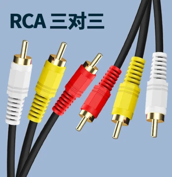 RCA 3-to-3 Lotus Cable for DVD Player, Set-Top Box, CD Player, Satellite Dish, TV - HD Audio/Video AV Data Cable Red/Yellow/White Extended 5m/10m/15m Connector Plug 3-Pair 3RCA