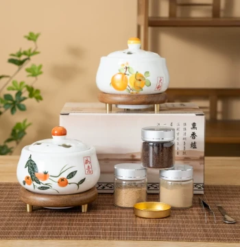 Timer Temperature-Controlled Electronic Sandalwood Burner Hand-Painted Ceramic Electronic Incense Burner Agarwood Shavings Essential Oil Ceramic Stove