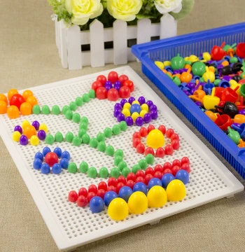 Mushroom Peg Combination Insertion Board Children's Educational Puzzle Toy 3-7 Years Old Baby Intelligence Boys Girls Building Blocks