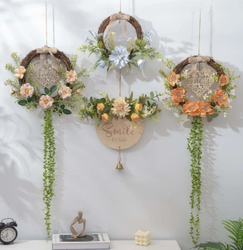 Background Wall Decor Hanging Wreath with Artificial Flowers for Kindergarten, Living Room, Bedroom - Creative Wall Cover-up Ornament