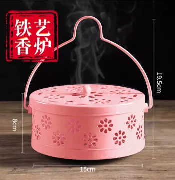 Wrought Iron Large Mosquito Coil Holder, Household Essential Fireproof and Heat-Resistant Stand with Lid, Creative Incense Box and Burner