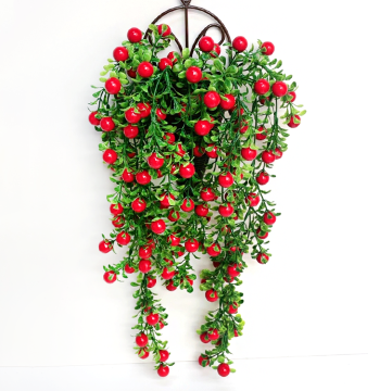 Artificial Money Fruit Vine Wall Hanging Flower Basket, Plastic Fake Flowers for Indoor and Outdoor Wall Decor, Greenery Living Room Decoration