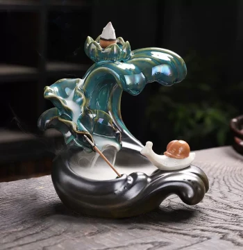 Cross-Border New Arrival Backflow Waterfall Incense Burner, Creative Lotus Reverse Flow Incense Burner for Home Decor